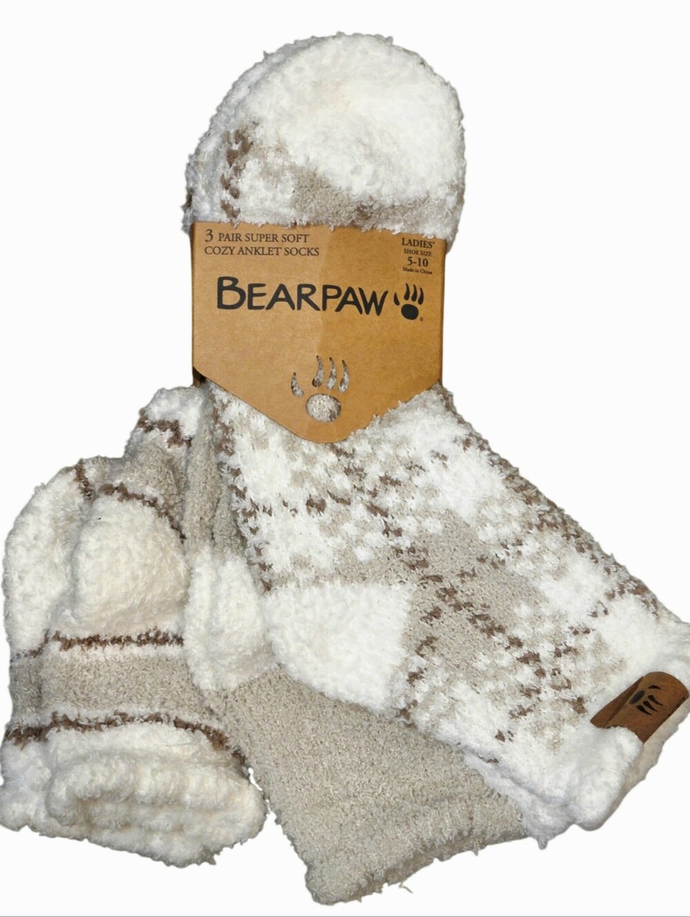 BearPaw 3-PK Popcorn Plush Cozy Anklet Socks